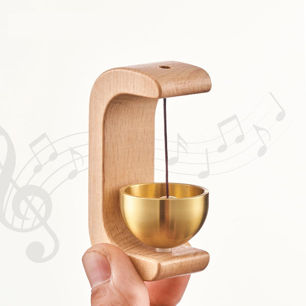 Wooden Door Bell Chime with Brass Bell – Classic Vintage Sound Alert for Small Doors, Wall Mounted Entry Bell for Home, Office & Shop